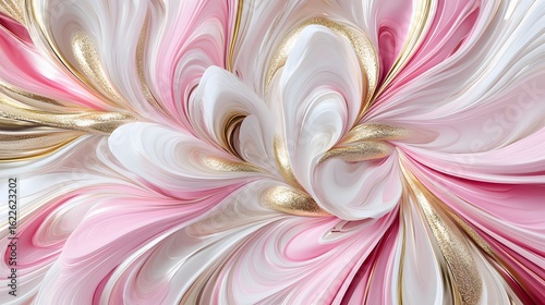 Abstract Pink White Gold Swirls Marble Texture Background