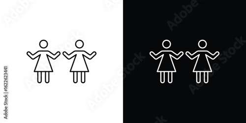 Twin icon vector logo outline. thin line symbols