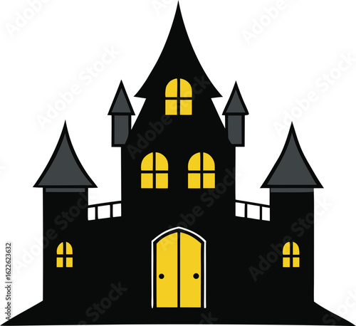 creepy mansion on transparent background