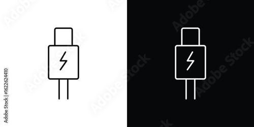 USB type c icon vector logo outline. thin line symbols