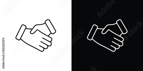 Shake hands icon vector logo outline. thin line symbols