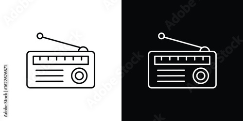 Radio icon vector logo outline. thin line symbols