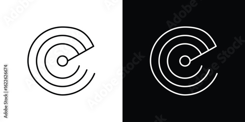 Radar detection icon vector logo outline. thin line symbols