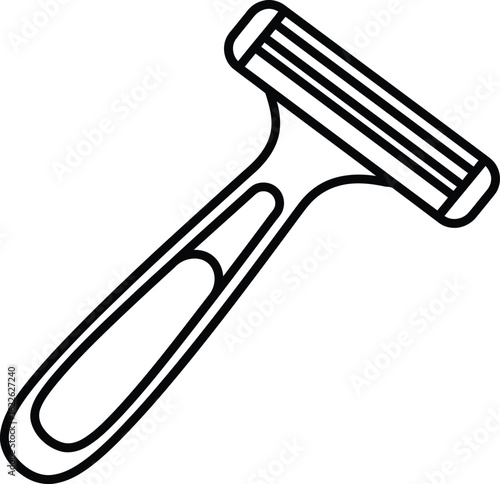 Simple Razor on Clean Background: A minimalist line art depiction of a classic razor, isolated to highlight the simple design and functional form, ideal for grooming and shaving.