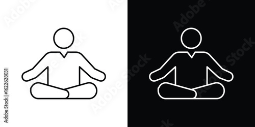 Meditating icon vector logo outline. thin line symbols