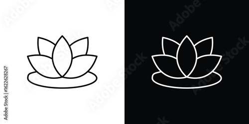 Lotus flower icon vector logo outline. thin line symbols