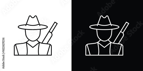 Hunter icon vector logo outline. thin line symbols