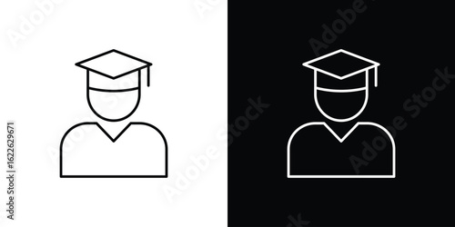 Graduated icon vector logo outline. thin line symbols
