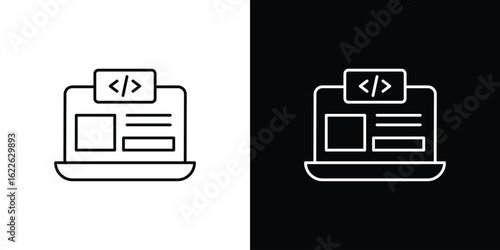 Front end icon vector logo outline. thin line symbols