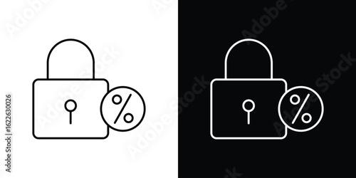 Fixed rate mortgage icon vector logo outline. thin line symbols