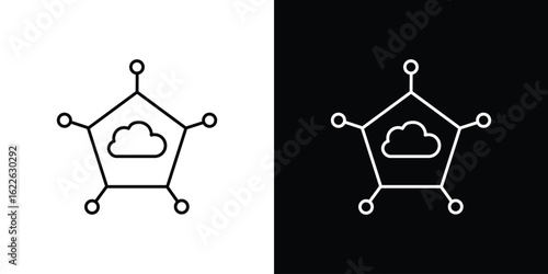 edge computing icon vector logo outline. thin line symbols