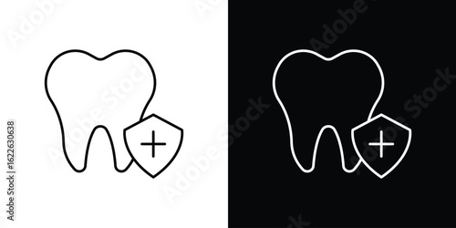 Dental insurance icon vector logo outline. thin line symbols