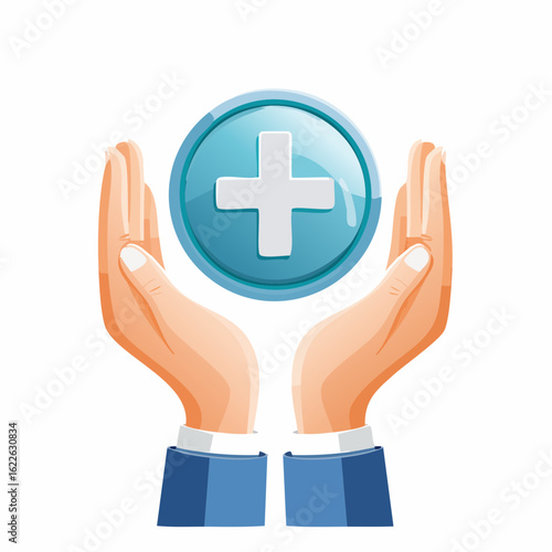 Health Care and Support: A pair of hands tenderly cradling a symbol of health and wellness, evoking a sense of care and security for a prosperous future.