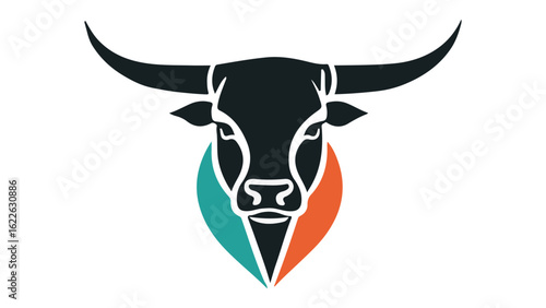 vector illustration of a bull head with stylish colors