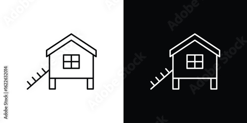 Chicken coop icon vector logo outline. thin line symbols