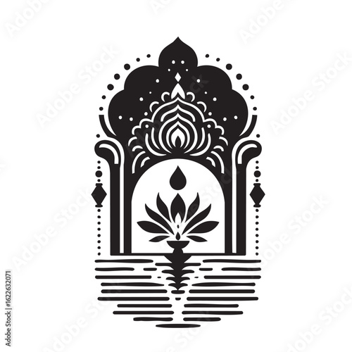 Minimalist  Indian Design black and white silhouette