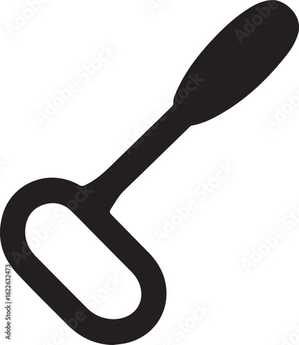 Solid black silhouette icon of a Yshaped vegetable peeler with a looped head and ergonomic handle