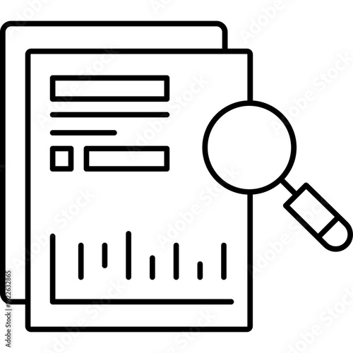 Search Analytics Outline Icon – Data Tracking, SEO Insights, and Performance Metrics