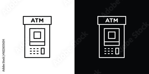 ATM machine icon vector logo outline. thin line symbols