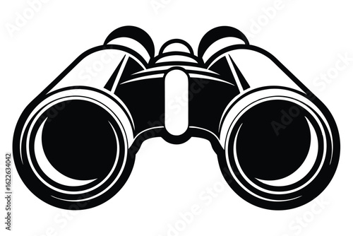 Striking Black Binoculars Icon with Detailed Design for Focus and Clarity Purposes