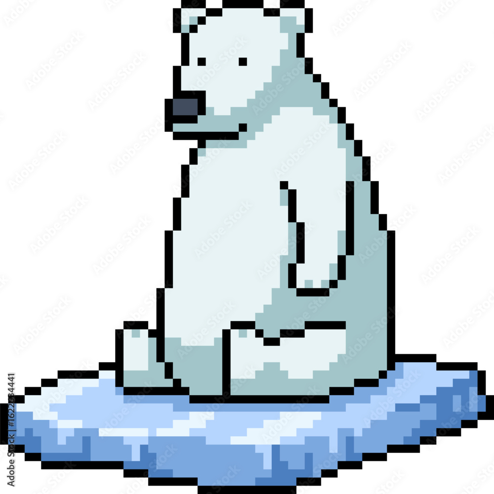 Fototapeta premium pixel art of polar bear sit on ice