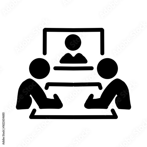 「ハイブリッド会議・オンライン商談・リモート参加のピクトグラム / Hybrid Meeting, Online Business Talk, and Remote Participation Pictogram」

