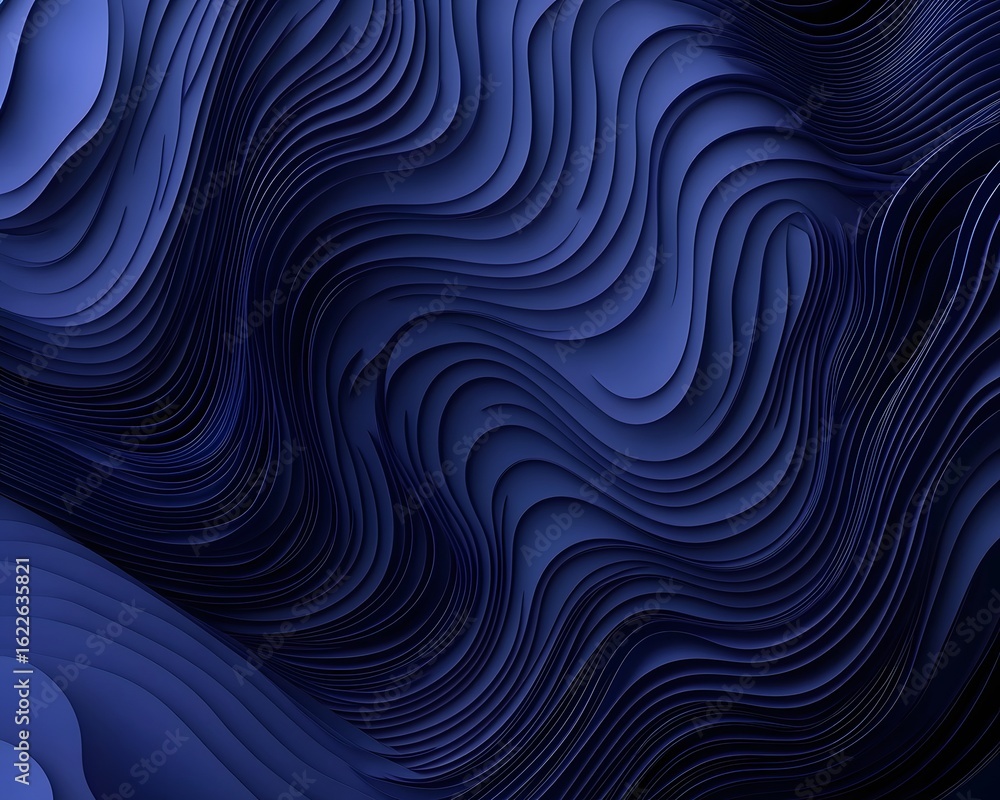 Obraz premium Abstract Deep Blue Wave Layers 3D Background Texture