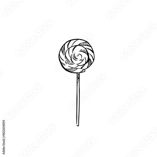 Swirly lollipop drawing in black and white