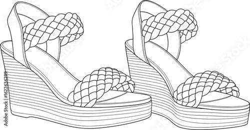 Braided wedge sandals, stylish summer footwear, trendy high heel design, comfortable fashion shoes, casual and formal accessory, must-have for women