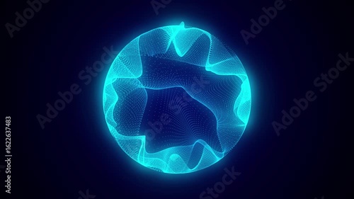 Sci-fi blue sphere with particles. Concept network connection. Frame sphere. Abstract technology background. 3d rendering.