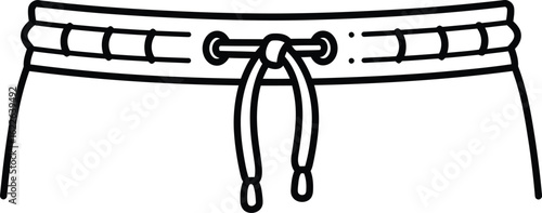 Abstract Sweatpants Detail: An abstract outline rendering captures the waistband detail of sweatpants, with a functional drawstring, emphasizing the simple yet familiar everyday essential.