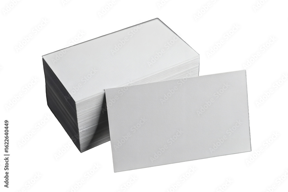 Fototapeta premium Stack of blank white business cards with one card resting against the stack ready for branding or corporate presentation