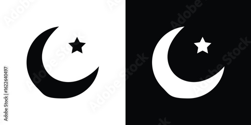 Moon and star icon set Vector Design for mobile concept and web design.