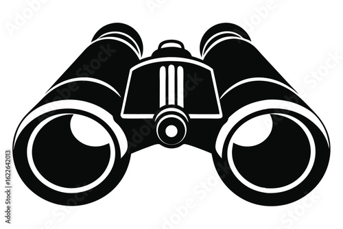 Black Binoculars Vector Illustration for Wildlife Observation and Outdoor Activities Icon