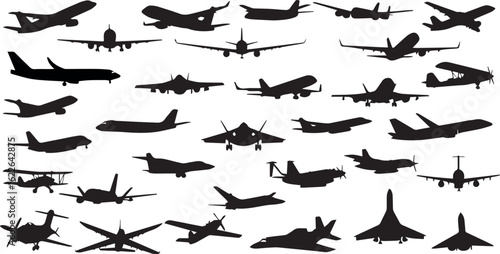 Ultimate Aircraft Silhouette Collection: 25 High-Contrast Airplane Vectors for Aviation Design & Illustration