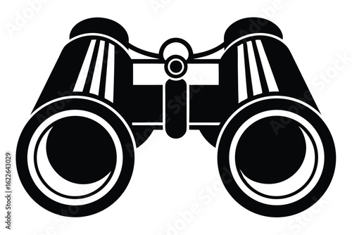 Isolated Black and White Binoculars Illustration Exploration, Bird Watching, and Travel Tool