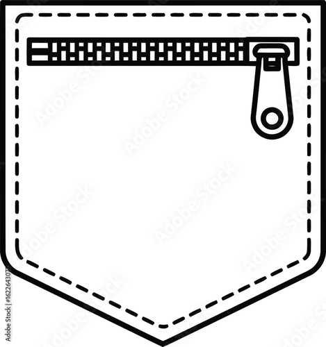 Pocket Detail: A detailed, isolated illustration showcases a pocket with a zippered closure, a symbol of security and convenience.