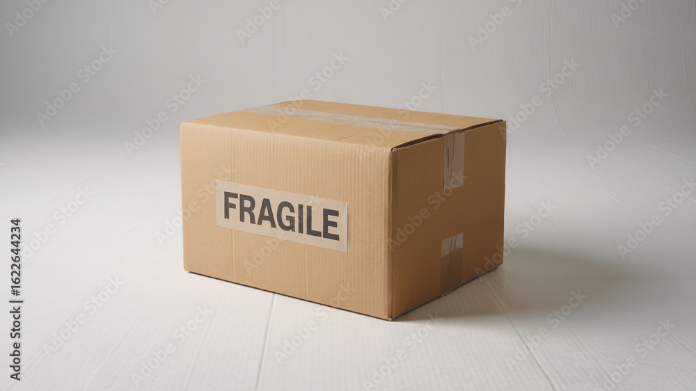Fototapeta premium Cardboard Box With Fragile Label