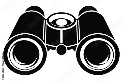 Vector Image of Binoculars with Circular Lens Design in Black and White Style