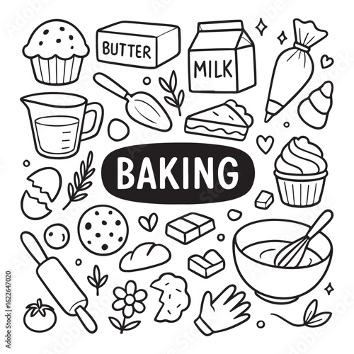 Baking Delights with Classic Tools and Sweet Ingredients