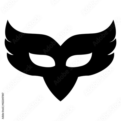 Icono con silueta de máscara de carnaval con forma de cabeza de pájaro 