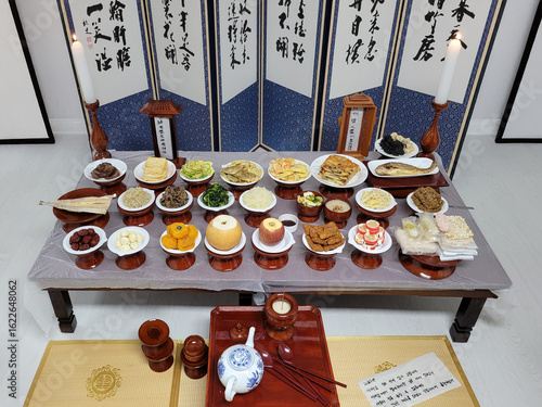 Fotografie traditional korean ancestral rite table