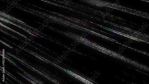 Digital database cyberspace. Decoding algorithms hacked software. Cyber security with moving colors particles. Big data visualization. 3d rendering.