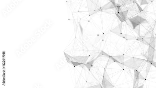 Business futuristic backdrop. Network connection structure cyberspace with moving particles. Big data visualization. Abstract cyber security background. 3D rendering.