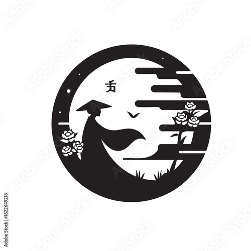 Minimalist Chinese Design black and white silhouette
