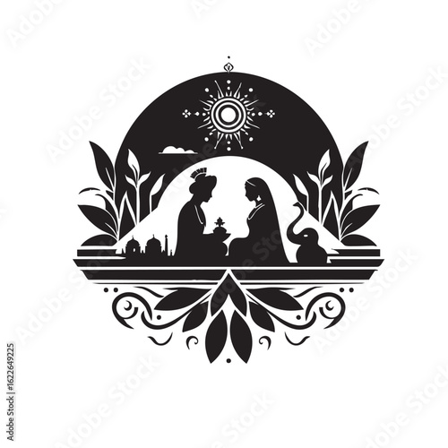 Minimalist Chinese Design black and white silhouette