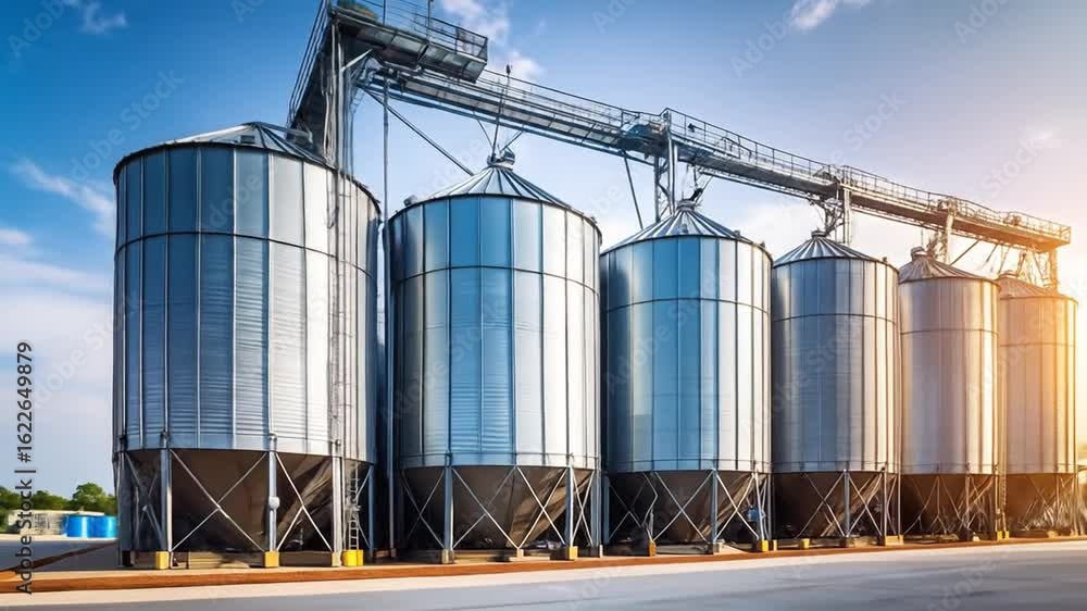 Industrial grain silos outdoors Industrial grain silos outdoors