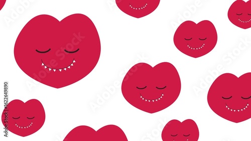 Seamless pattern with hearts. Video animation.