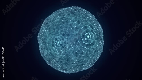 Sci-fi blue sphere with particles. Concept network connection. Frame sphere. Abstract technology background. 3d rendering.