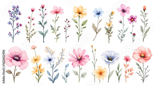 Minimalist meadow bloom illustration with graceful floral forms